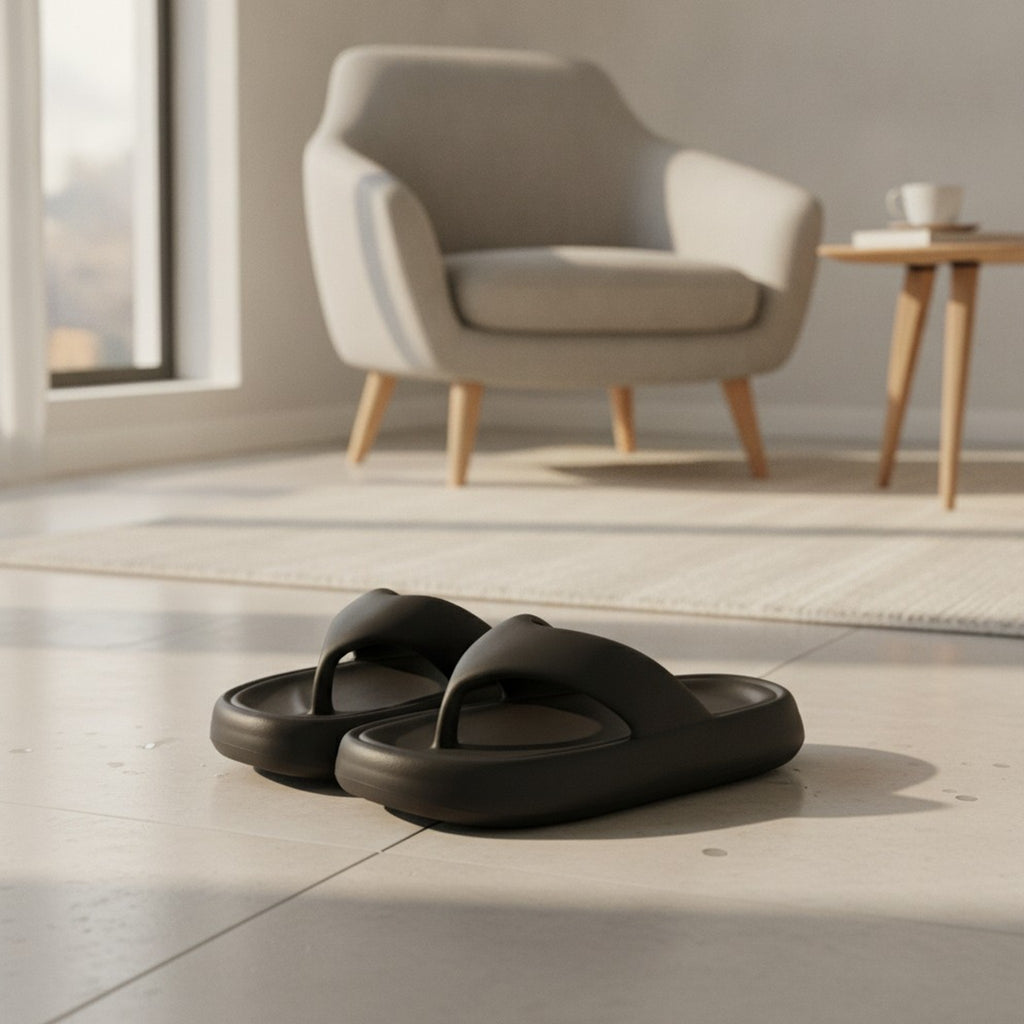Black Ultra Soft Cushioned Platform Flip-Flops