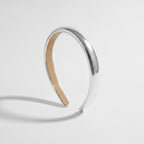 Metallic Padded Headband - Silver Glossy Faux Leather Foam Headband
