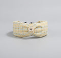 Headband With Bow Charm Detail - Blue Yellow Plaid Wide Headband Cream Butterfly Tag – hair accessories (view 1)