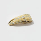 Headband With Bow Charm Detail - Blue Yellow Plaid Wide Headband Cream Butterfly Tag