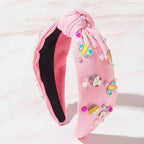 Padded Headband With Charm Embellishments - Pink
