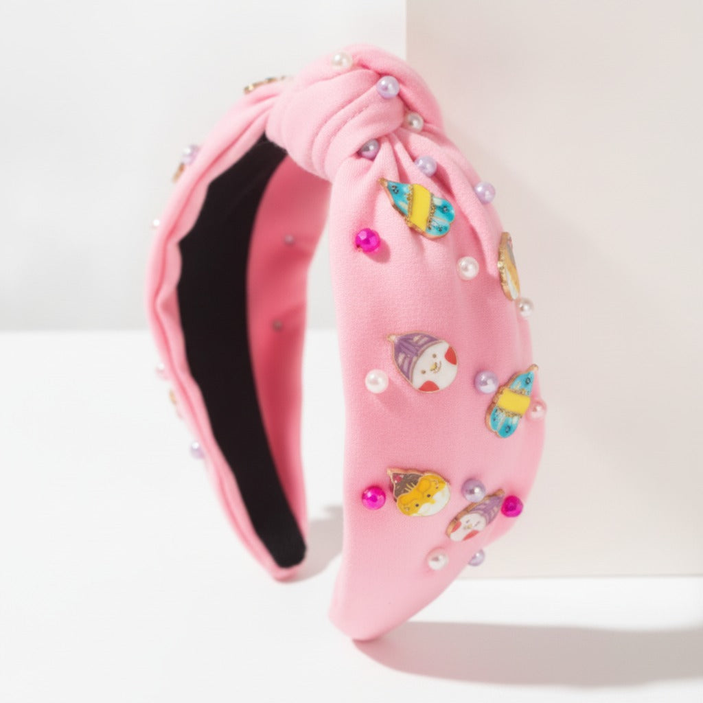 Padded Headband With Charm Embellishments - Pink – hair accessories (view 1)