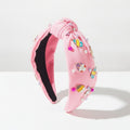 Padded Headband With Charm Embellishments - Pink