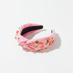 Carrot Beaded Padded Headband - Pink