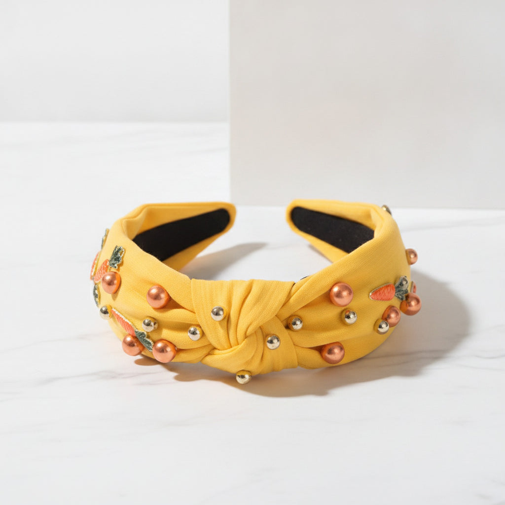 Carrot Beaded Padded Headband - Yellow