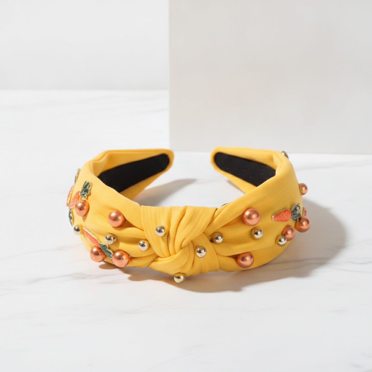 Carrot Beaded Padded Headband - Yellow