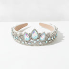 Iridescent Teardrop Rhinestone Crown Headband – hair accessories (view 1)