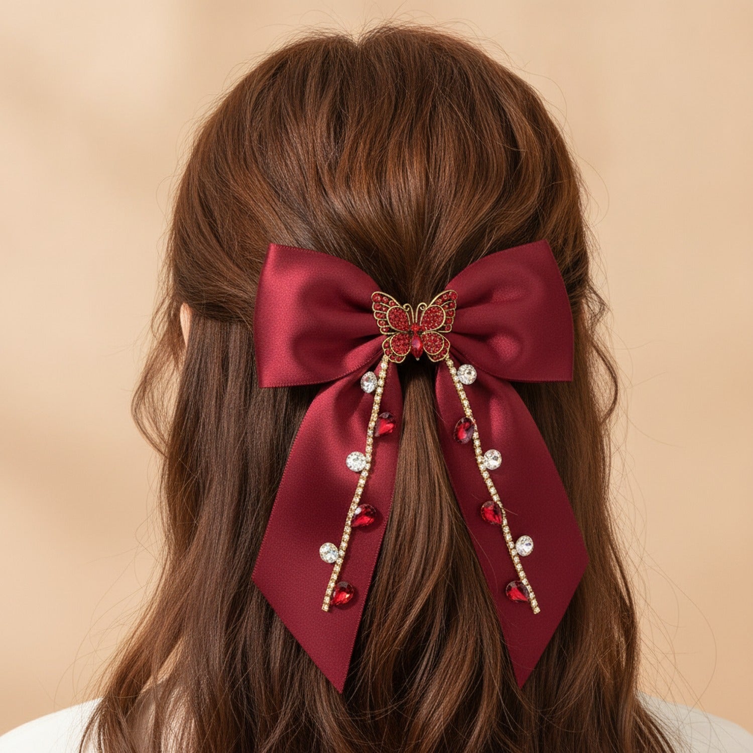 Black Velvet Butterfly Embellished Padded Headband - Black