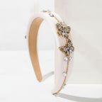 Velvet Butterfly Embellished Padded Headband - White