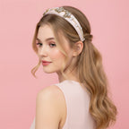 Velvet Butterfly Embellished Padded Headband - White