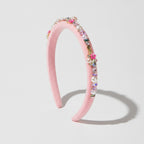 Pearl Beaded Rhinestone Headband - Pink