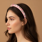 Pearl Beaded Rhinestone Headband - Pink