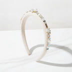 Pearl Beaded Rhinestone Headband - White