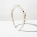 Pearl Beaded Rhinestone Headband - White