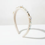 Pearl Beaded Rhinestone Headband - White