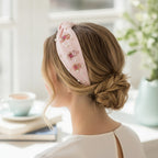 Pink Padded Headband With Beaded Floral Embellishments – hair accessories (view 2)