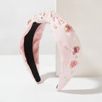 Pink Padded Headband With Beaded Floral Embellishments – hair accessories (view 1)