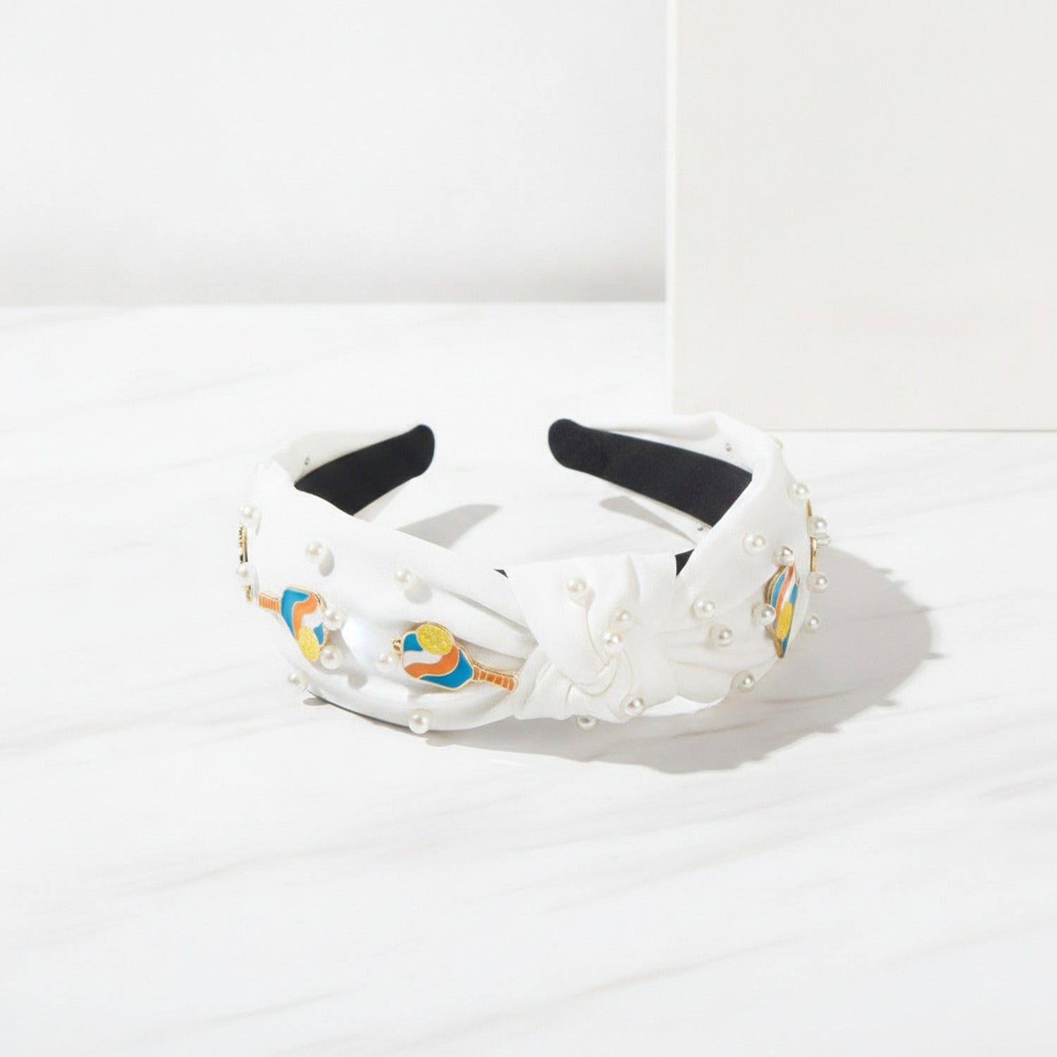 White Pearl Padded Headband With Beach Ball Charms