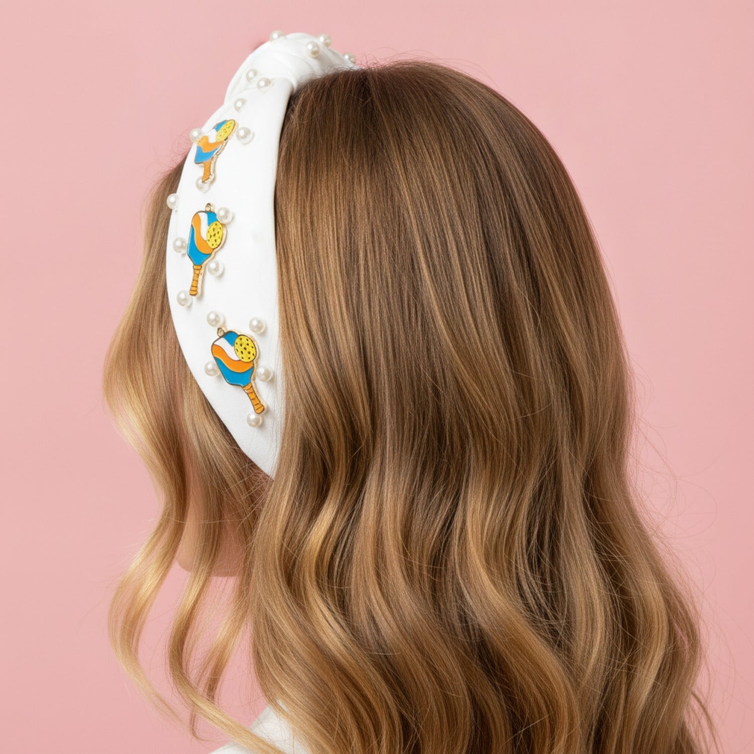 White Pearl Padded Headband With Beach Ball Charms
