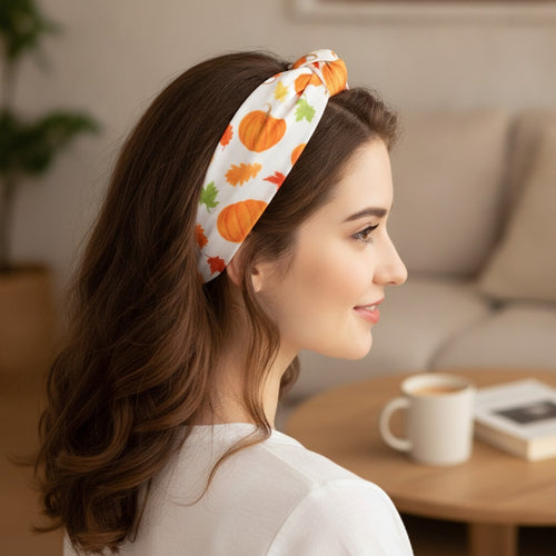 Autumn Leaves Padded Headband With Black Bow – hair accessories (view 2)