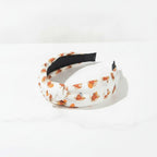 Orange Floral Padded Headband With Black Trim – hair accessories (view 3)
