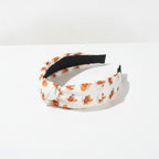 Orange Floral Padded Headband With Black Trim – hair accessories (view 1)