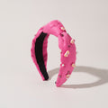 Padded Headband With Floral Beaded Charms - Magenta – hair accessories (view 1)