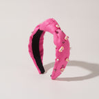 Padded Headband With Floral Beaded Charms - Magenta – hair accessories (view 1)