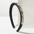 Padded Headband With Rhinestone Embellishments - Black – hair accessories (view 1)