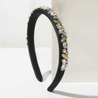 Padded Headband With Rhinestone Embellishments - Black – hair accessories (view 1)