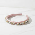 Padded Headband With Rhinestone Embellishments - Pink