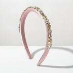 Padded Headband With Rhinestone Embellishments - Pink