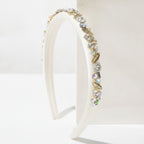 Padded Headband With Rhinestone Embellishments - White