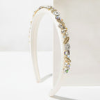 Padded Headband With Rhinestone Embellishments - White