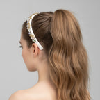 Padded Headband With Rhinestone Embellishments - White