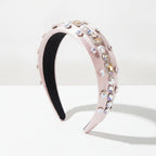 Padded Headband With Rhinestone Embellishments - Pink – hair accessories (view 1)