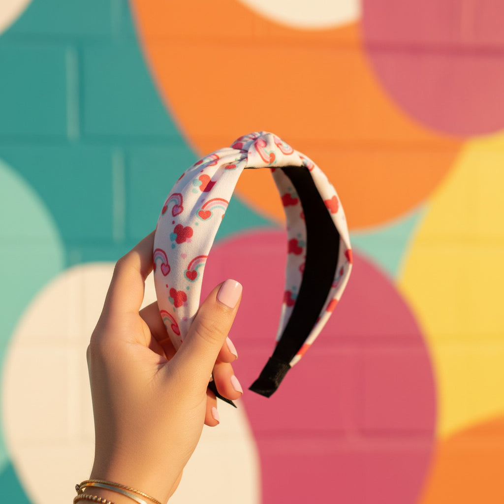 Cloud Padded Headband - White Red – hair accessories (view 3)