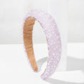 Beaded Pearl Padded Headband - Purple