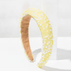 Beaded Pearl Padded Headband - Yellow