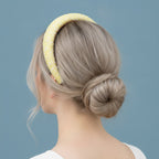Beaded Pearl Padded Headband - Yellow