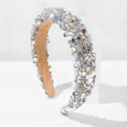 Rhinestone Beaded Padded Headband - White – hair accessories (view 1)
