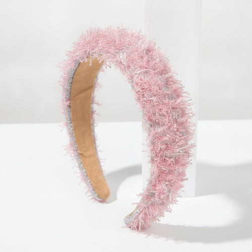 Beaded Headband With Tan Padded Band - Pink – hair accessories (view 1)