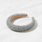 Beaded Headband With Tan Padded Band - White – hair accessories (view 2)