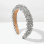 Beaded Headband With Tan Padded Band - White