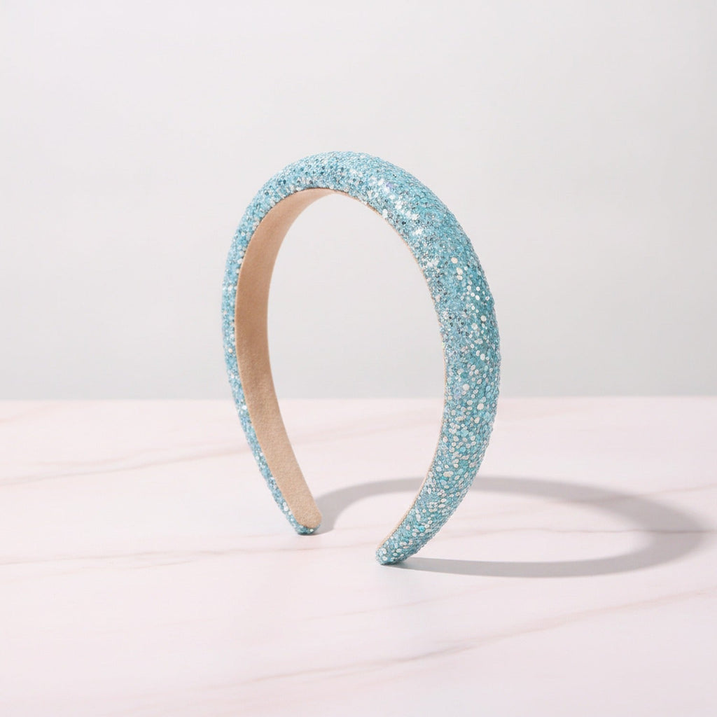 Glitter Sparkle Padded Headband - Blue – hair accessories (view 2)
