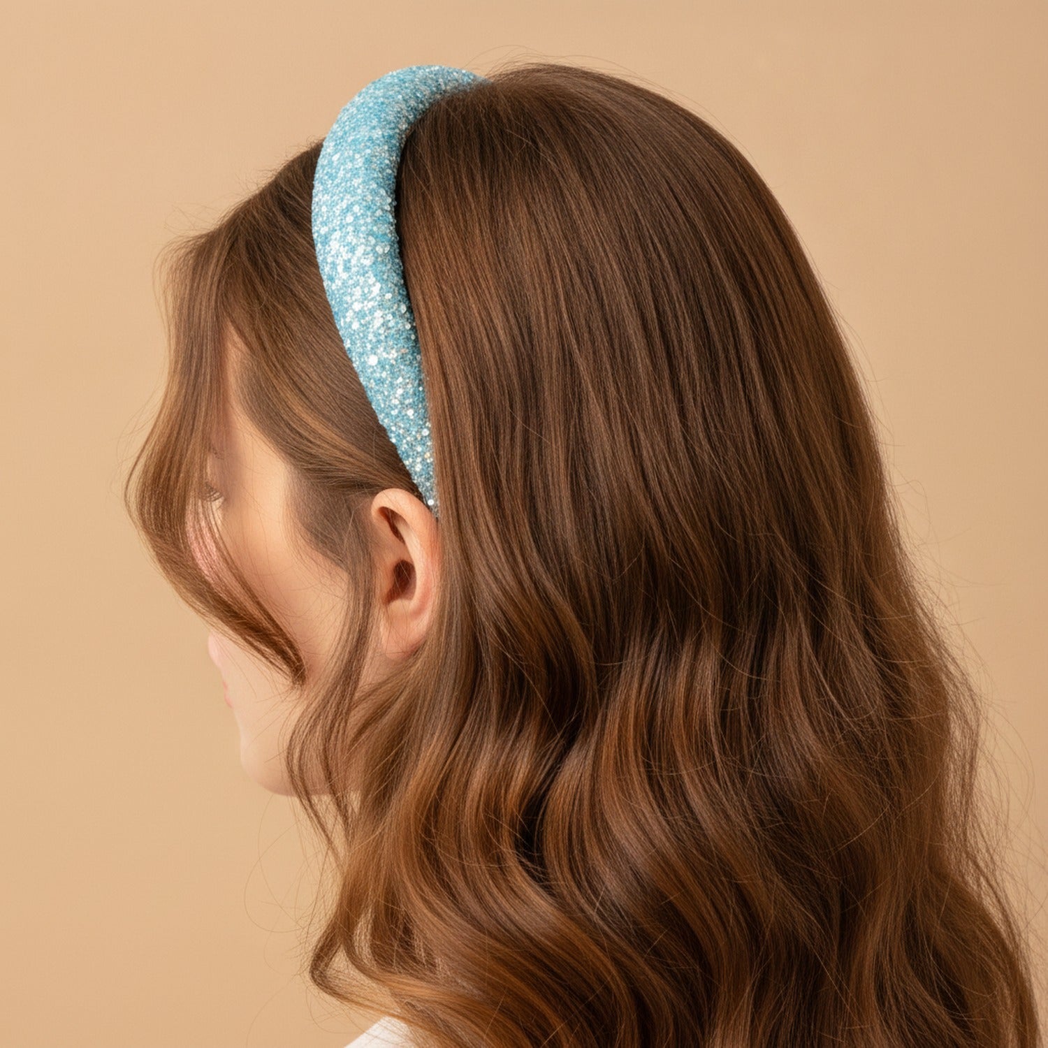 Glitter Sparkle Padded Headband - Blue – hair accessories (view 3)