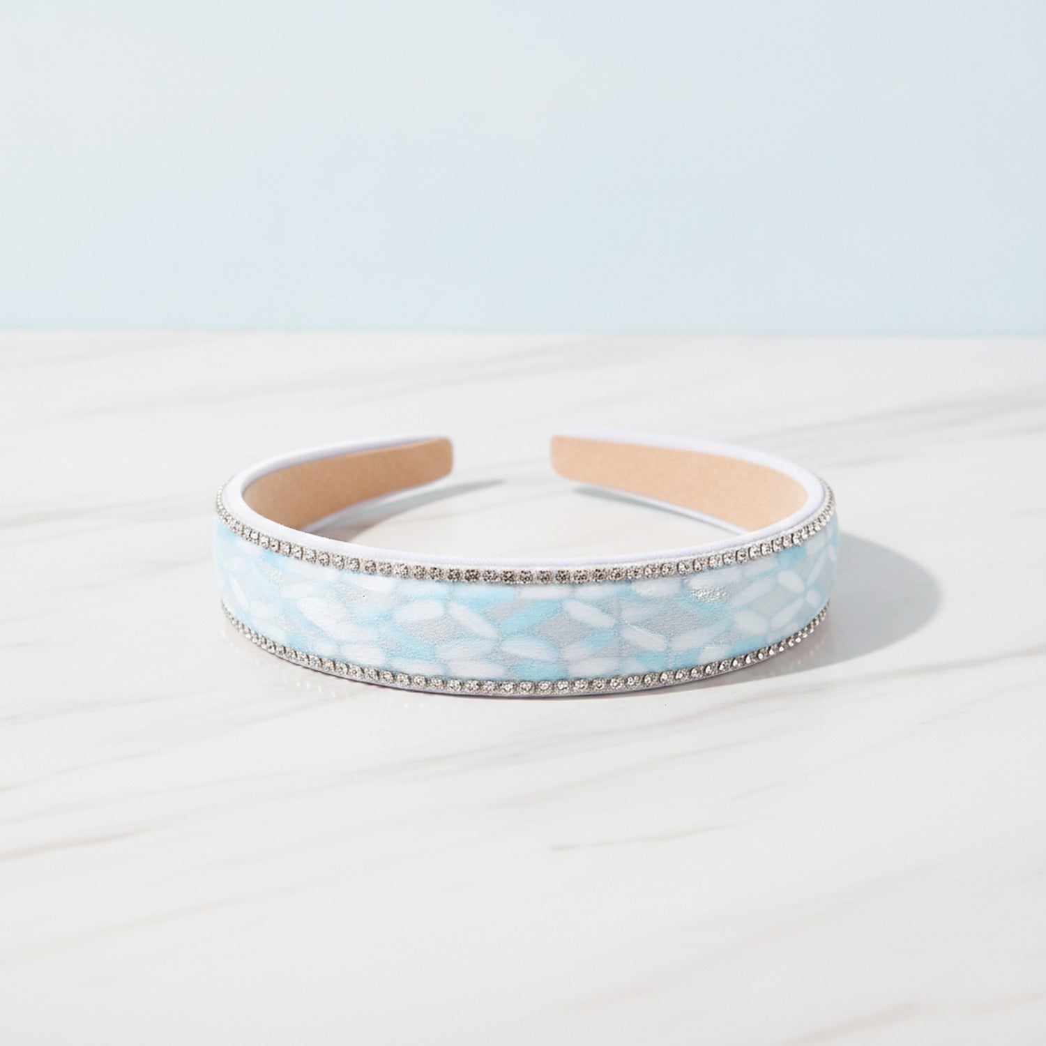 Rhinestone Padded Headband With Print - Blue – hair accessories (view 2)