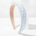 Rhinestone Padded Headband With Print - Blue – hair accessories (view 1)