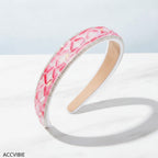 Rhinestone Padded Headband With Print - Pink