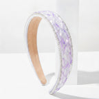 Rhinestone Padded Headband With Print - Purple